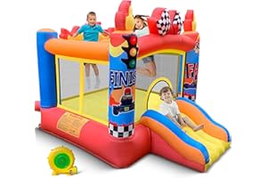 Culaluva Inflatable Bounce House: Bouncy Castle 2-in-1 with Slide for Kids Aged 3-6 - with 370W Blower & Storage Bag - Indoor Outdoor Play