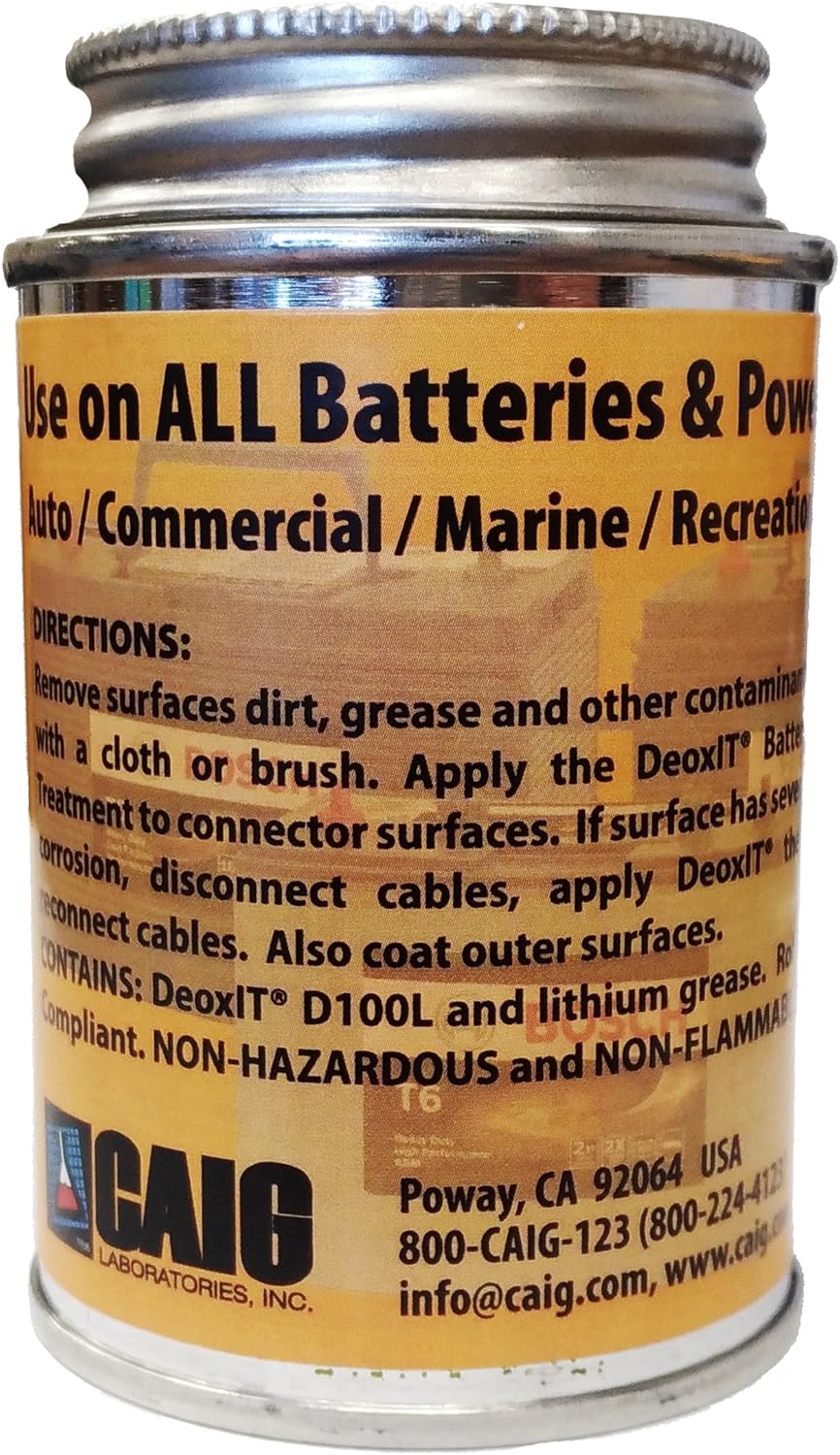 Caig DeoxIT Battery Cleaner & Protectant with Brush Lid, 118 g (CL-BCP-04): Automotive