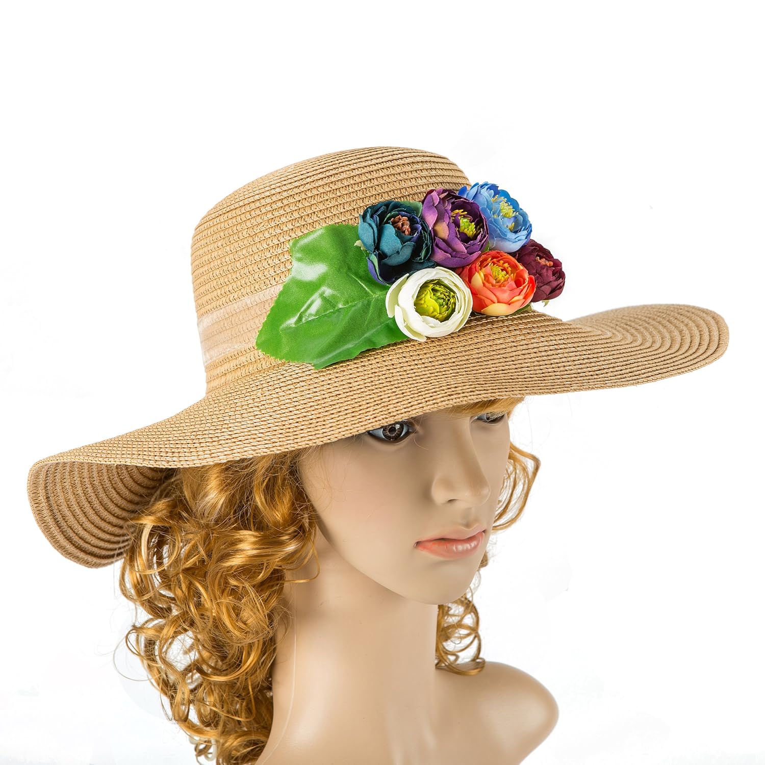 Amazon Com Beige Brown Flannel Church Flower Hat Decorated With A