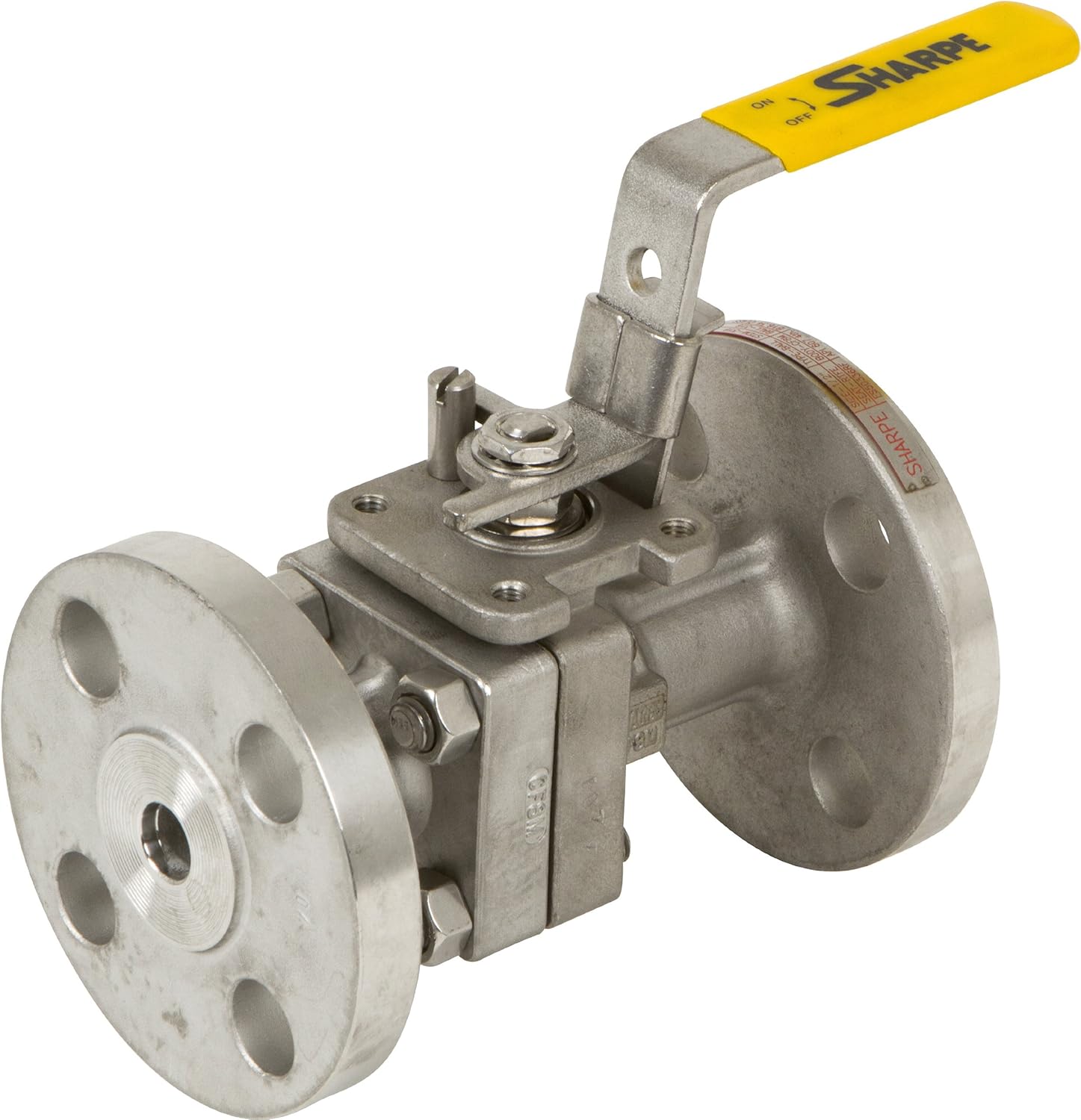 Sharpe Valves FS50 Series Stainless Steel 316 Fire Safe Ball Valve, Class 300, Inline, Lockable Lever Handle, 1" Flanged