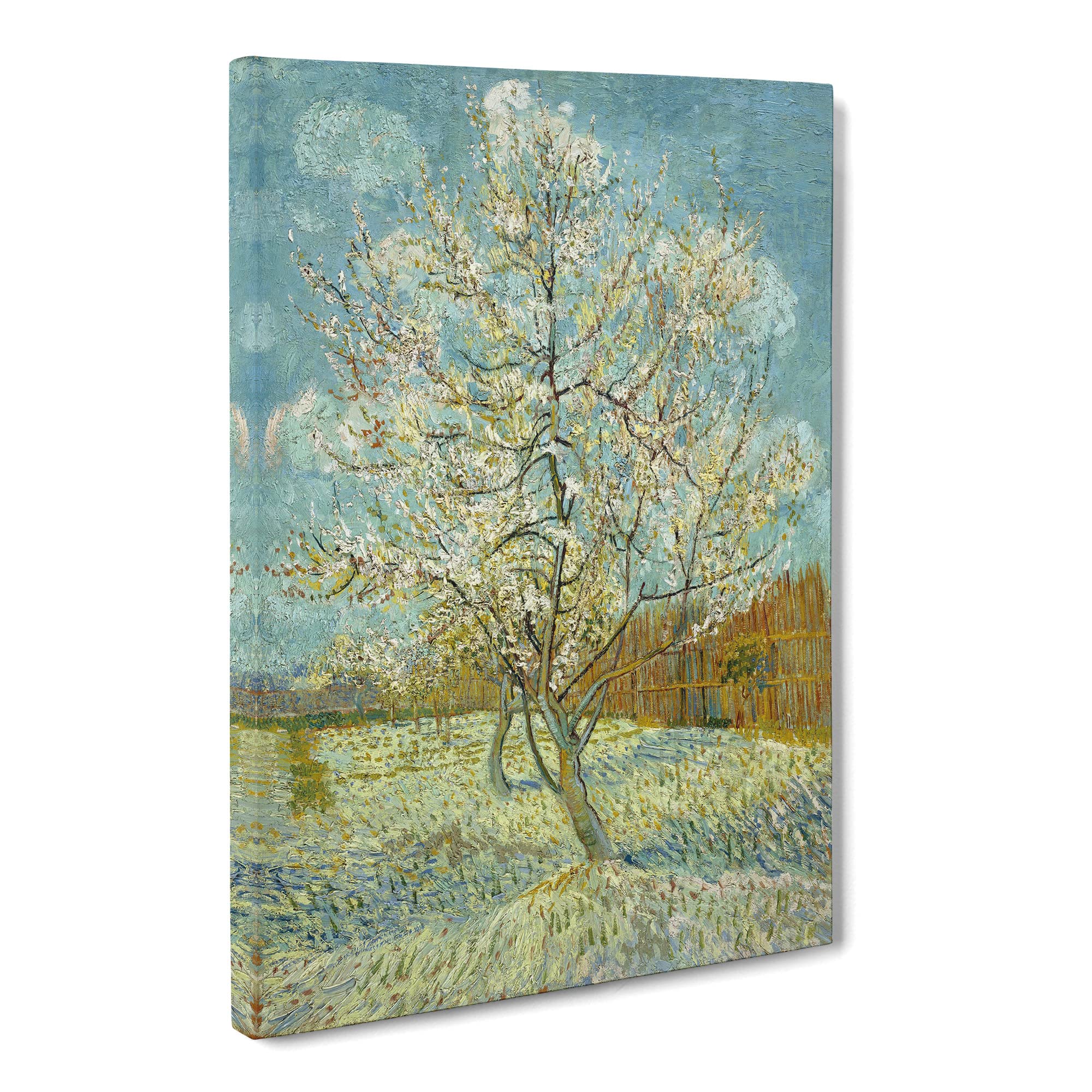 The Pink Peach Tree By Vincent Van Gogh Canvas Print | Gallery Wrapped 30mm Frame Wall Art | 20x14 inches | Ready to Hang | Impressionist Landscape Picture | Living Room Bedroom Lounge Office