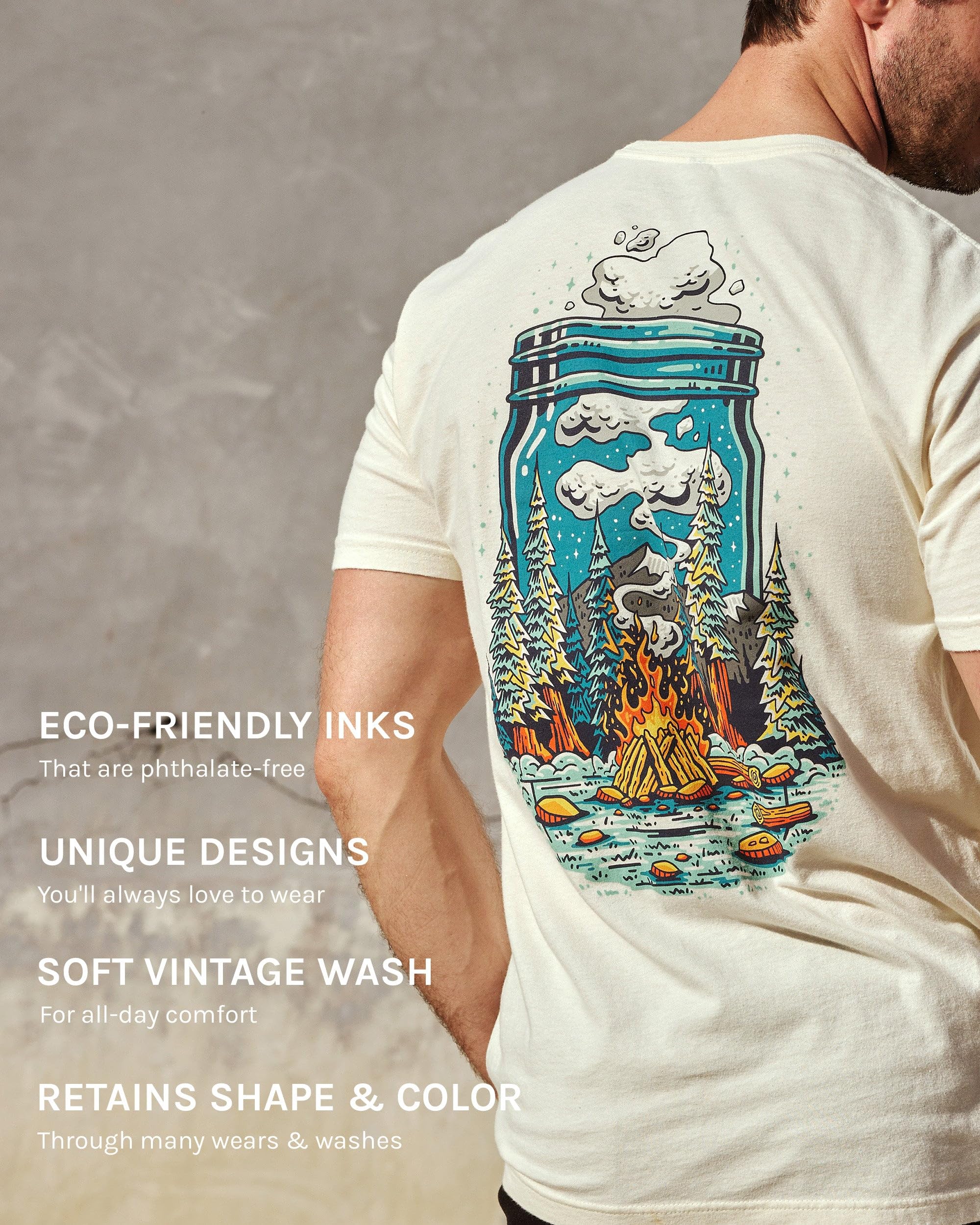 INTO THE AM Vintage Graphic Tees for Men S - 3XL Oversized Lightweight Retro Faded Soft Wash T-Shirt
