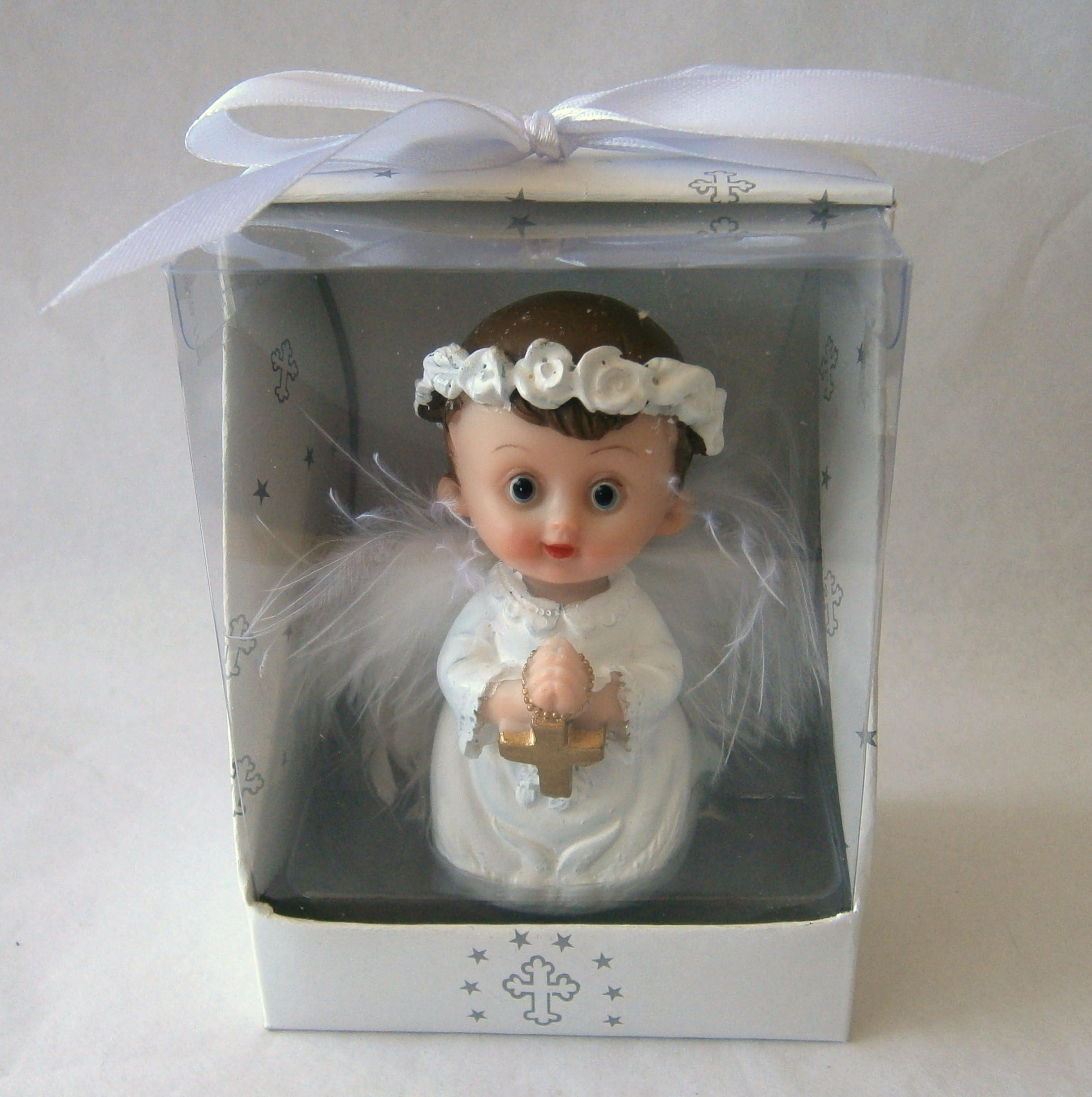 Baby Keepsake: Set of 12 Baby "Boy" Angel Praying Statue Religious Gift Boxed Party Favors CR104W-BL