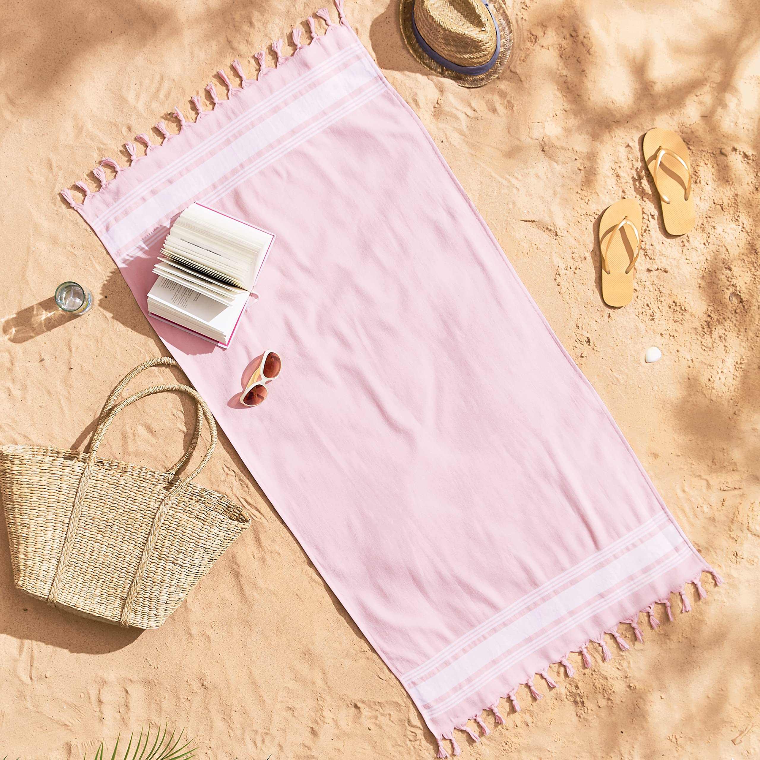 Catherine Lansfield Hammam Cotton Beach Towel Beach Towel Pink — image 1
