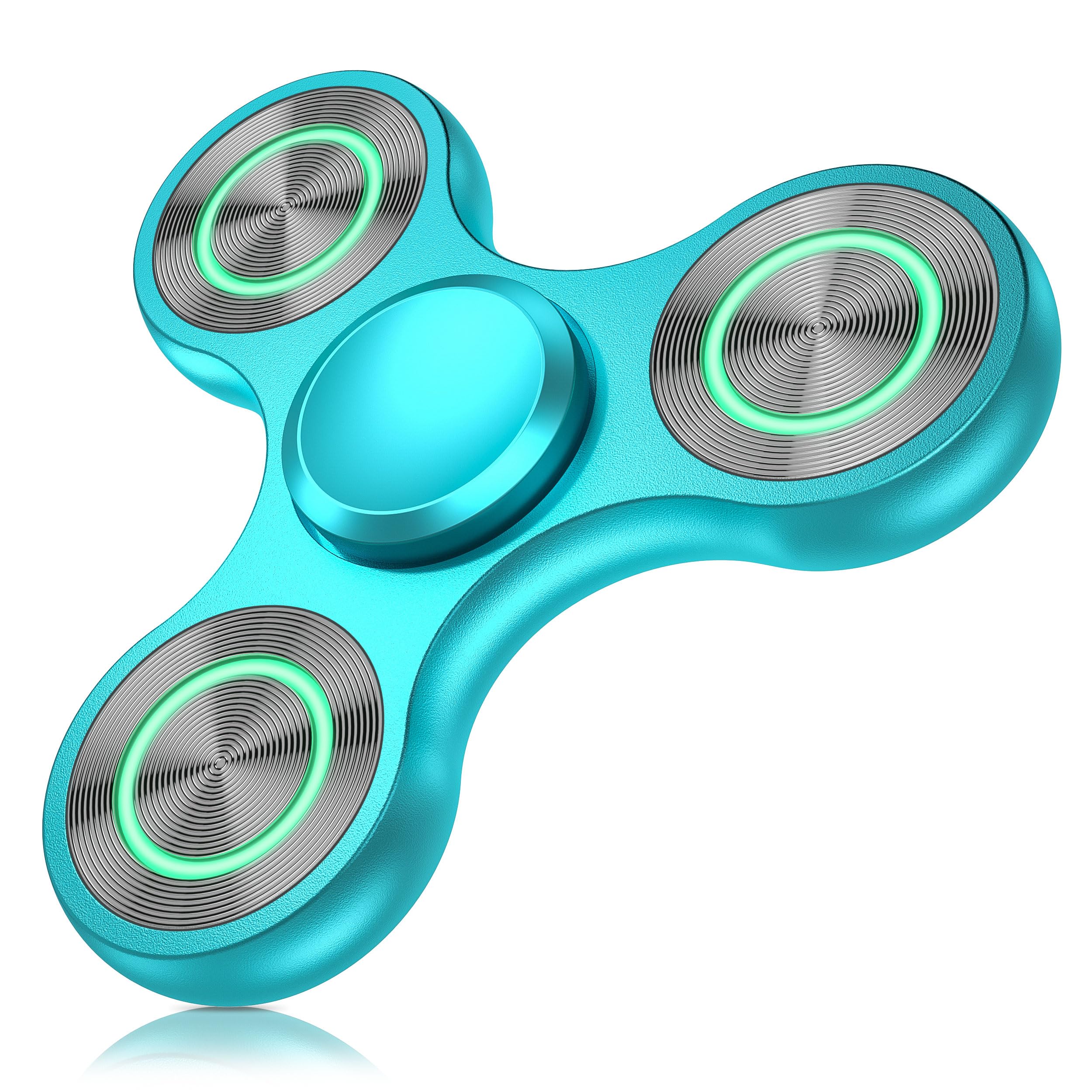 Aolcev Fidget Spinner Light Up Fidget Toys Metal Ultra Durable Stainless Steel Bearing High Speed Precision 4-10 Min Spins with Fluorescent Focus Anxiety Hand Fidget Spinners for Kids Adults-Blue