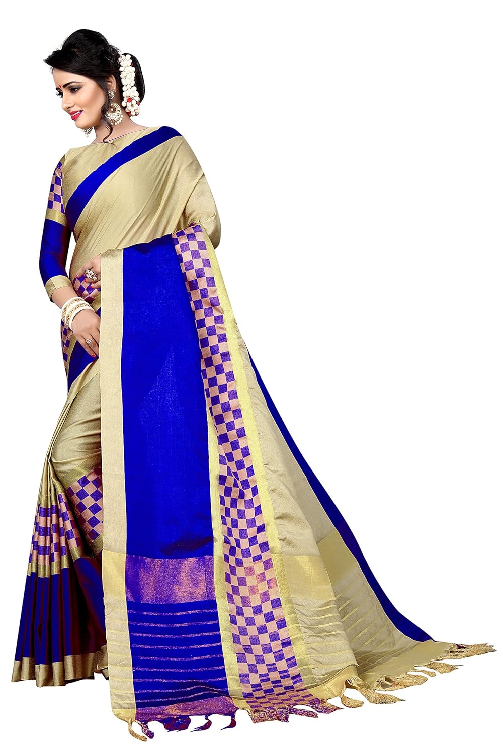 perfectblue cotton saree with blouse piece