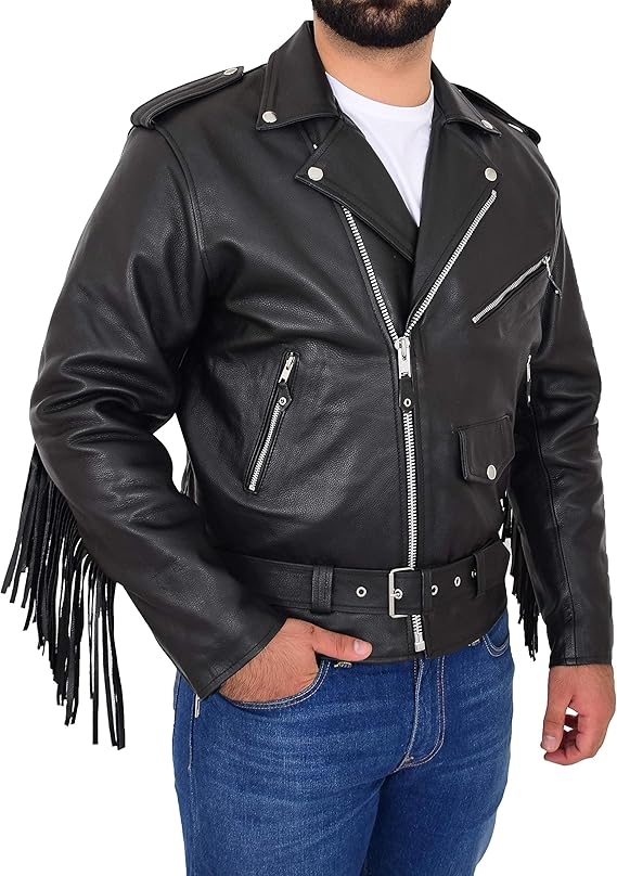 House Of Leather Hombre Cuero Motorista Estilo Brando Chaqueta con