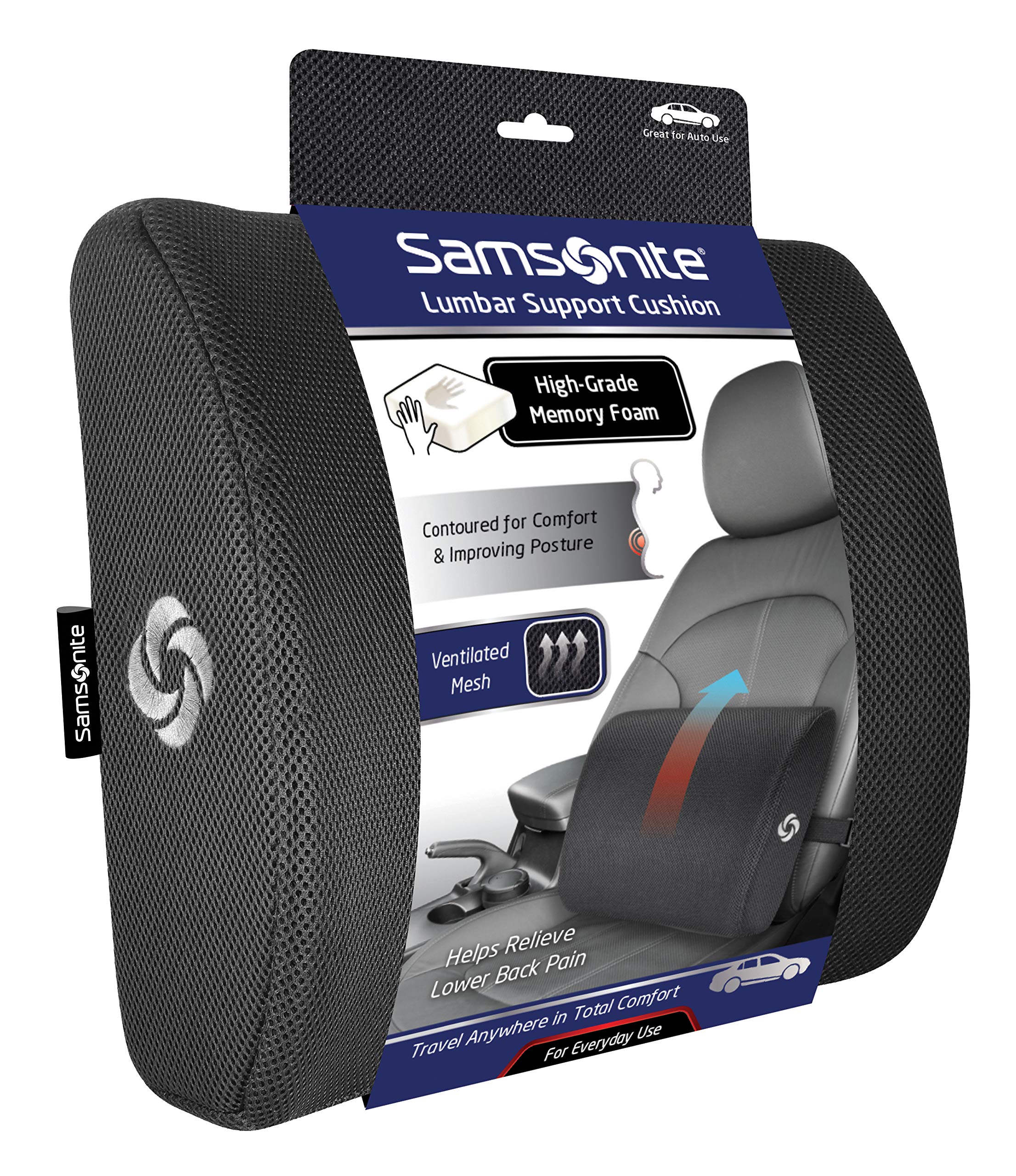 Samsonite Lumbar Support Pillow, Memory Foam, Designed for ...
