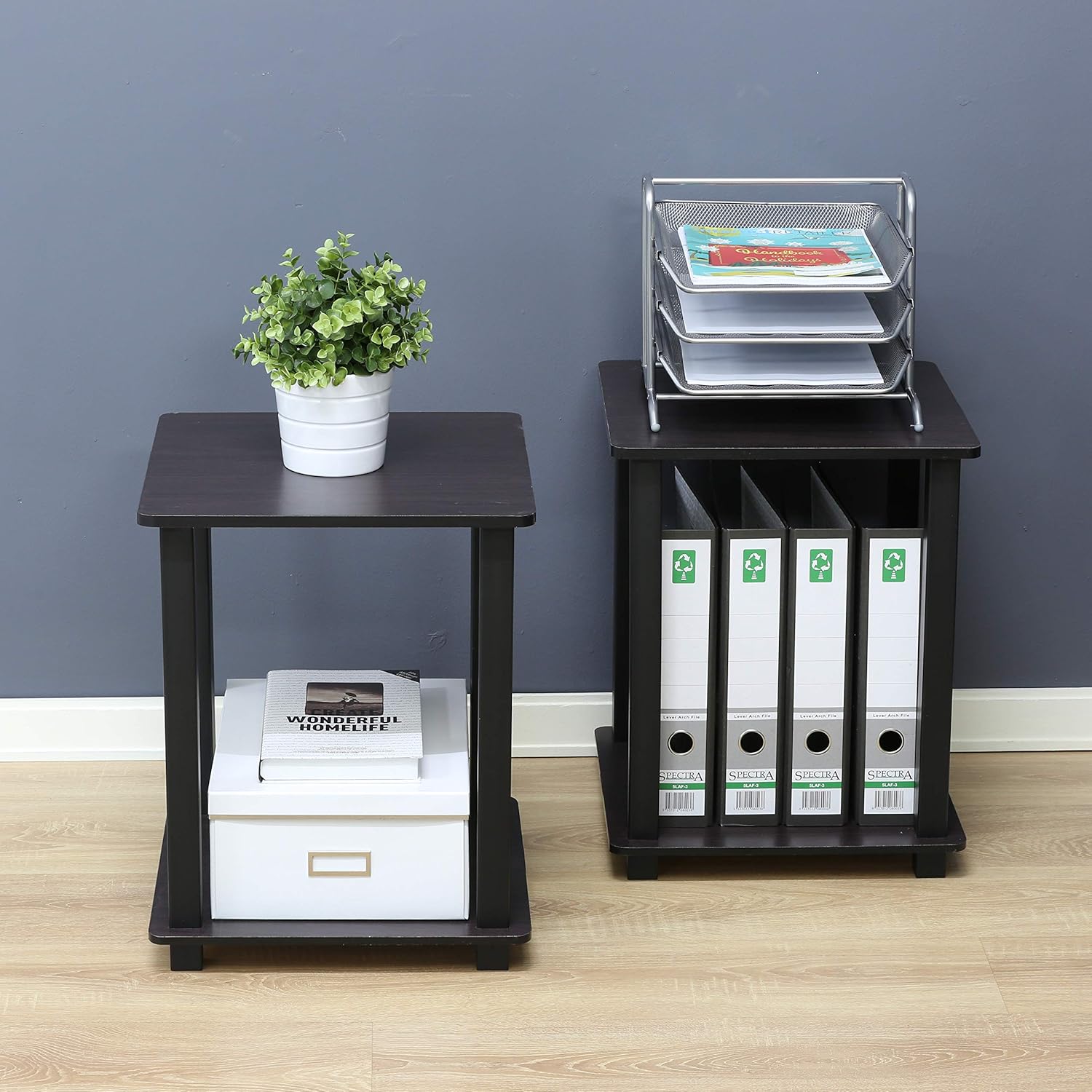 FURINNO Simplistic End Table, Dark Walnut, Small (12127DWN): Office Products