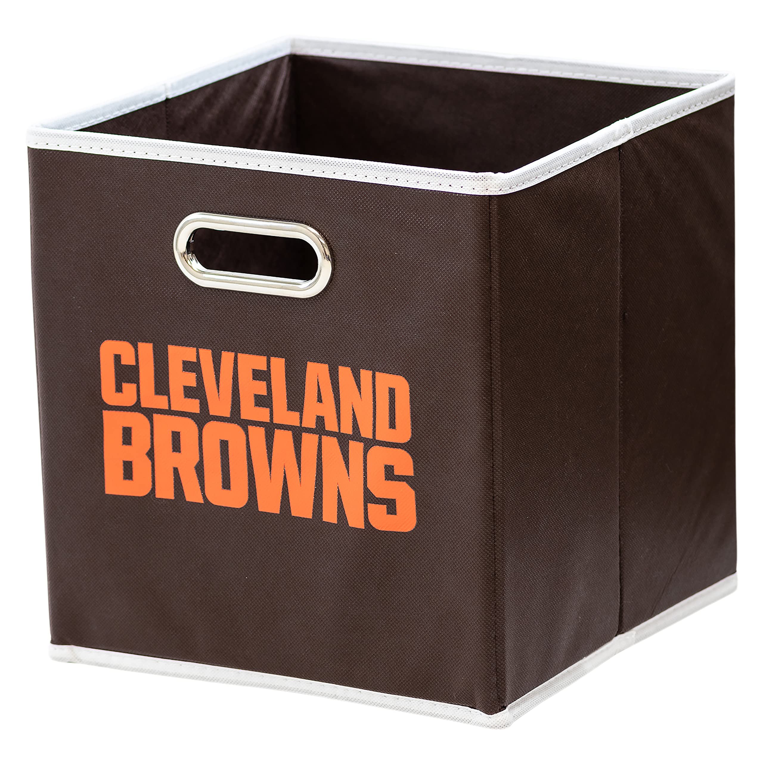 Franklin Sports Cleveland Browns NFL Storage Bin - Collapsible Cube Container + Basket - NFL Office, Bedroom + Living Room Décor - Folding Storage Bin for Football Fans - 11"x11"