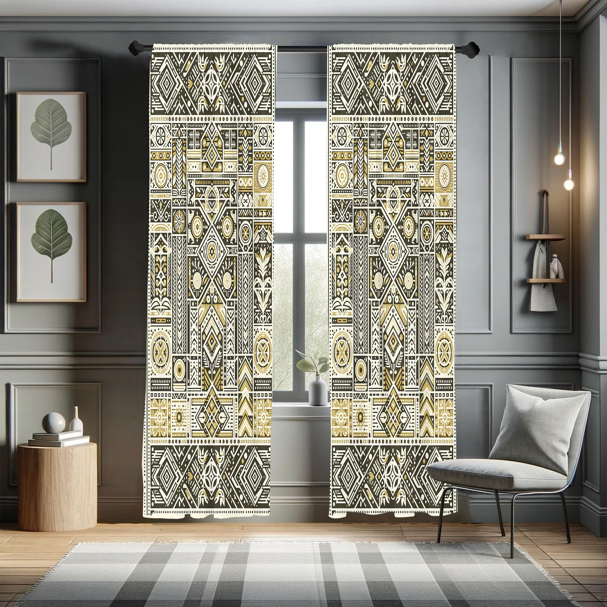 Ambesonne Southwestern Curtains, Abstract Geometric
