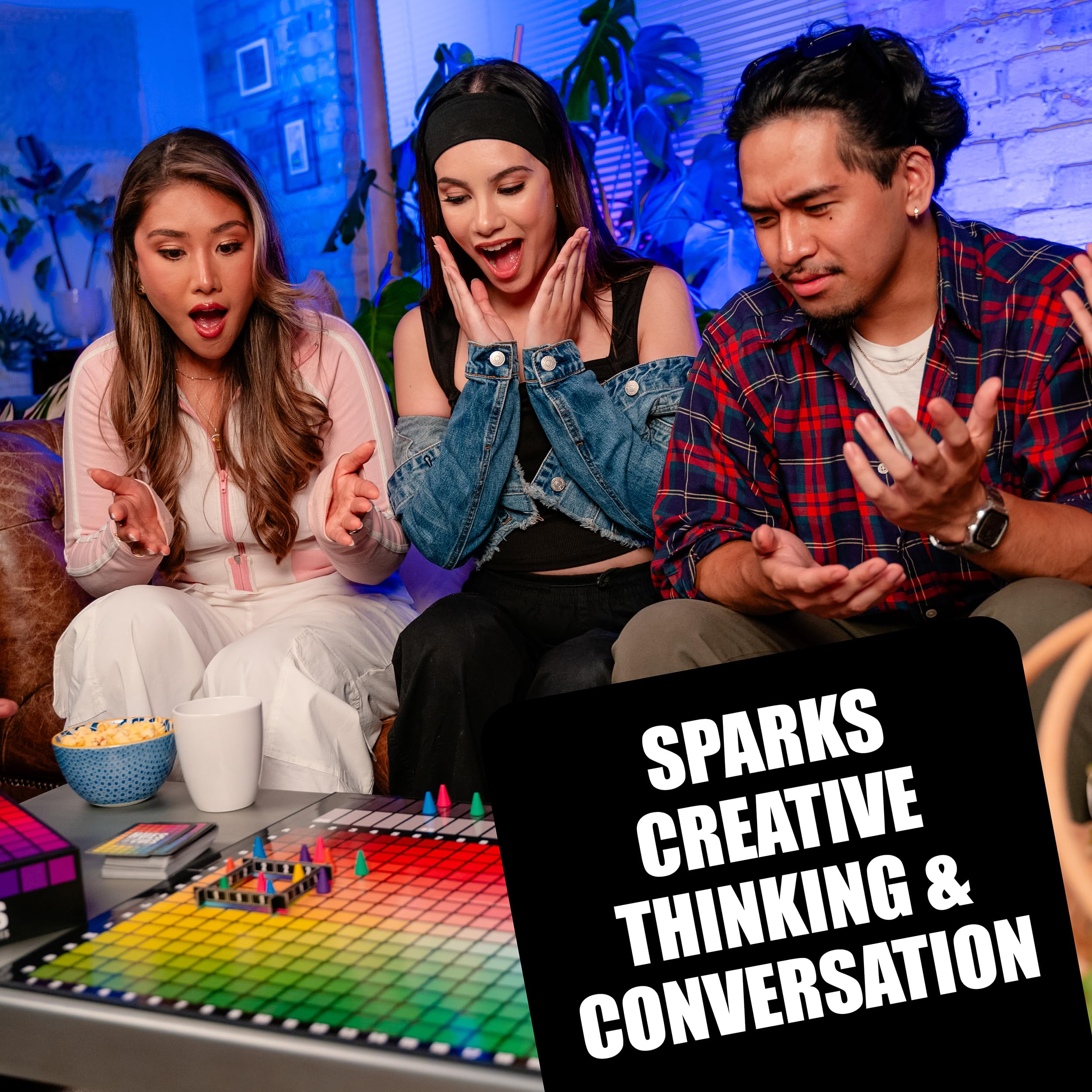 HUES and CUES - Vibrant Color Guessing Board Game for 3-10 Players Ages 8+, Connect Clues and Guess from 480 Color Squares