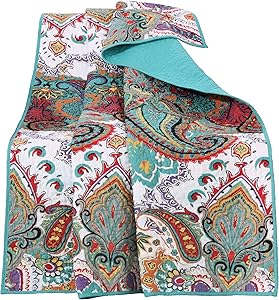 Greenland Home Nirvana 100% Cotton Quilted Throw Blanket, Teal
