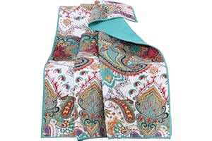 Greenland Home Nirvana 100% Cotton Quilted Throw Blanket, Teal