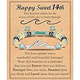 FIEEFX 13 14 15 16 17 18 21 Year Old Birthday Gifts for Girls, Wave Birthday Bracelet Gifts with Birthday Card for Teen Girls Her Daughter Granddaughter Niece Friends