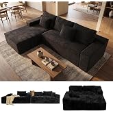 Boneless Couch Modular Sectional Sofa Cloud Corduroy Couch | Oversized Memory Foam Modular Boneless Sofa Compression Couches with Deep Seat for Living Room Bedroom, No Assembly