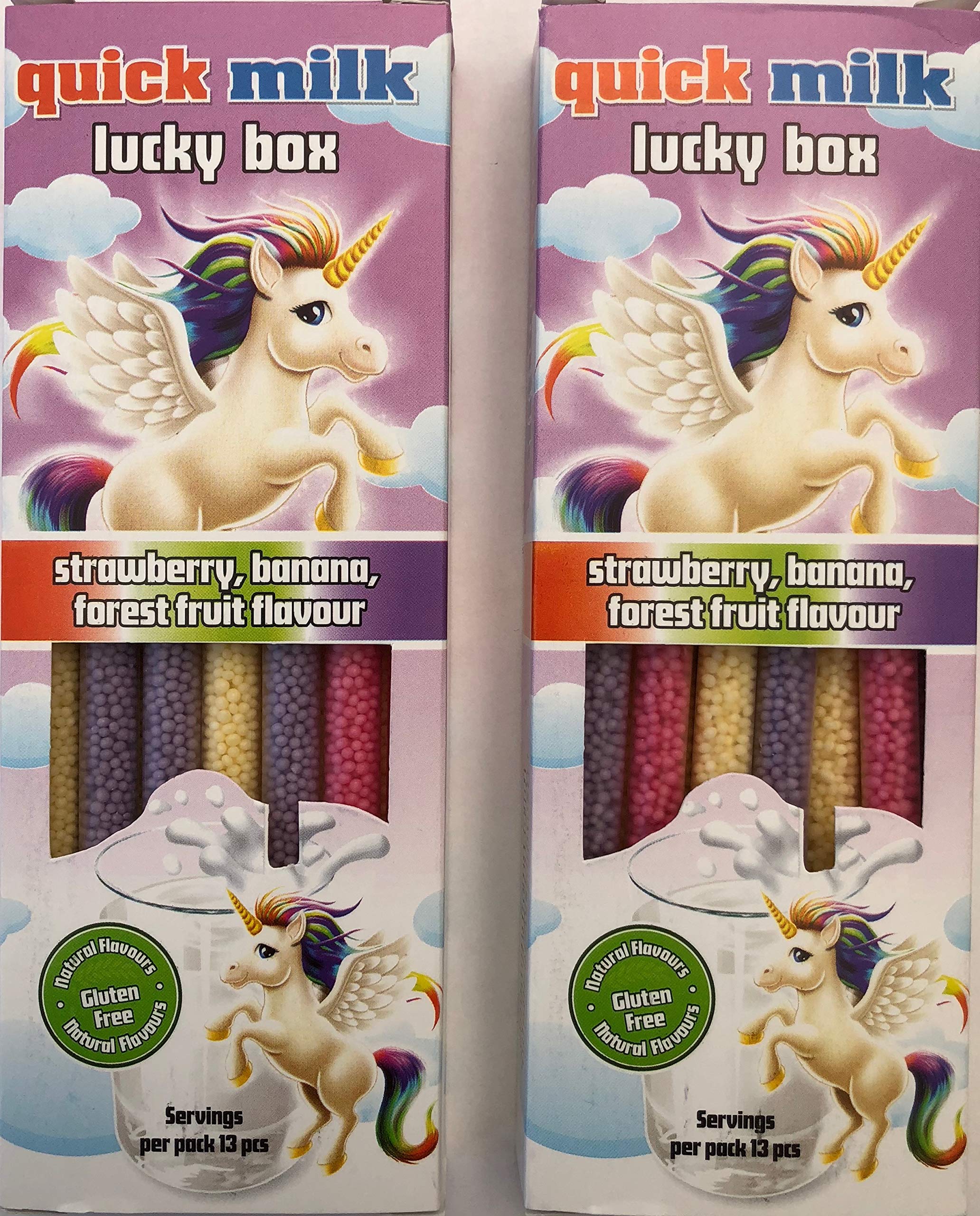 Quick Milk Unicorn Lucky Box (2 x Boxes of 13 Straws - Total 26 Straws)