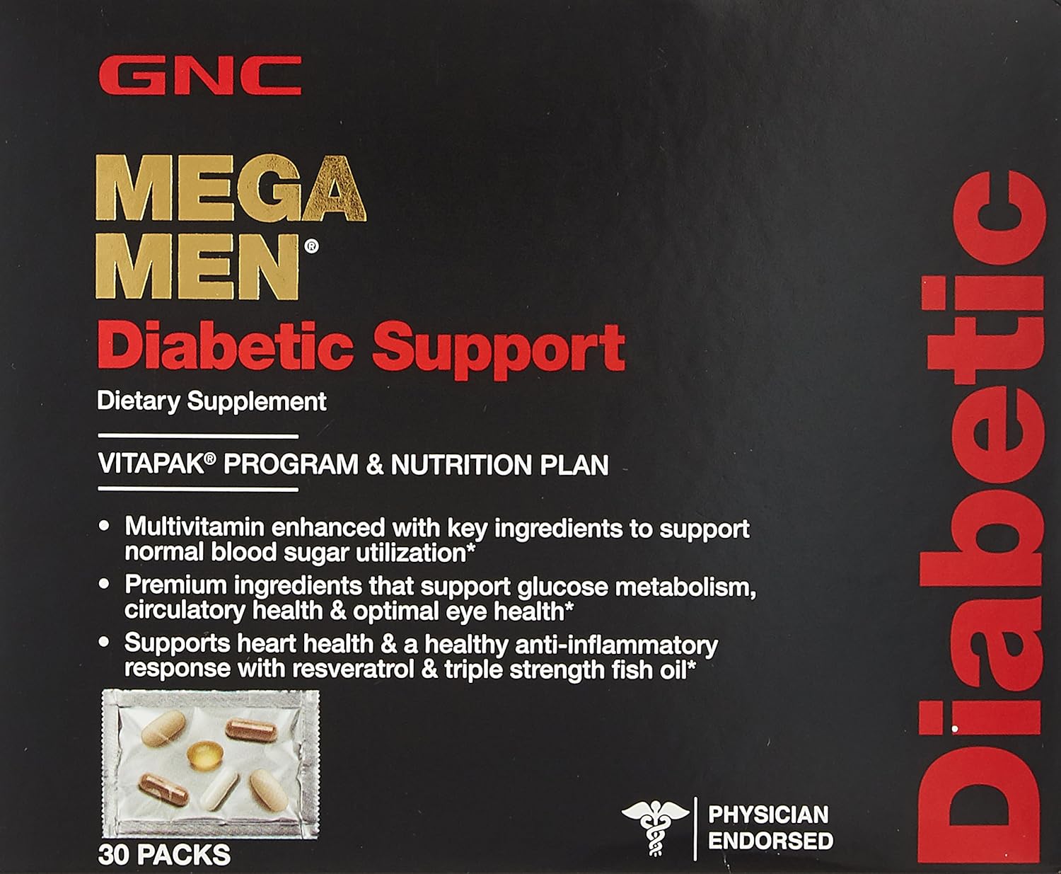Gnc Mega Men Diabetic Support Vitapak Program Amazon.ca Health