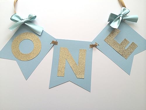 Amazon Com 1st Birthday High Chair Banner Light Blue And Gold