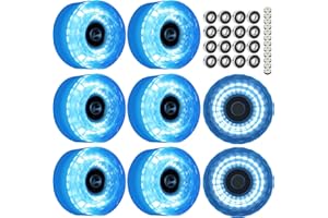 FOMOTEAM Roller Skate Wheels Luminous Light Up with Shining Dots and ABEC-9 Bearings Installed Outdoor or Indoor 58mm32mm 82A (Set of 8)