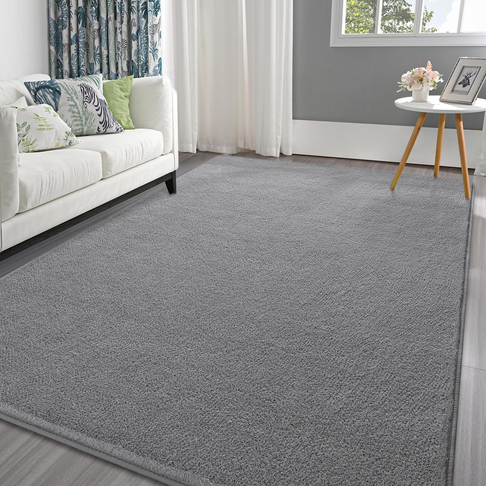 Photo 1 of Pettop Area Rugs for Bedroom Living Room, 6x9 Grey Thickened Memory-Foam Indoor Carpets, Modern Aesthetic Minimalist Super Soft Comfy Carpet for Boys Girls Adults Room Dorm Home Decor