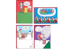 Hallmark Shoebox Funny Boxed Christmas Cards Assortment, Festive Cartoons (4 Designs, 24 Cards with Envelopes)