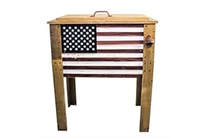 BACKYARD EXPRESSIONS PATIO · HOME · GARDEN Backyard Expressions Wooden Patio Beverage Cooler for Porch, Deck or Patio - American Flag Design - 57 Qt