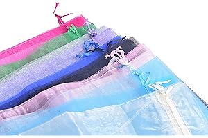 VIAMTO Sansam Large Drawstring Organza Gift Bags,50pcs 10.0''x14.0'' Large Mesh Bags with Drawstring for Fruit Protection,Gift Storage, Party Favors,Sachets