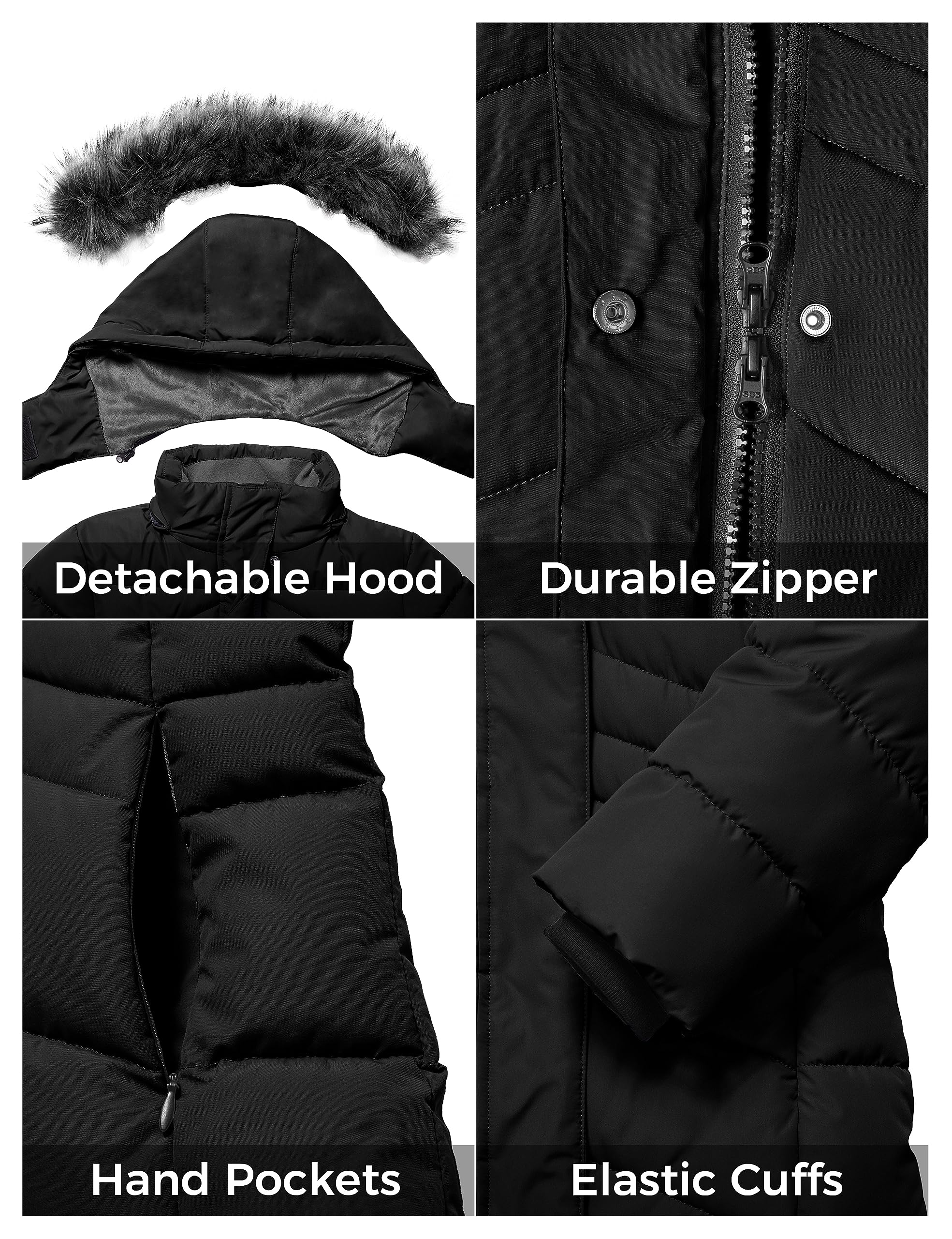 ZSHOW Girls' Winter Coat Insulated Long Quilted Puffer Jacket Warm Hooded Parka Snow Coats