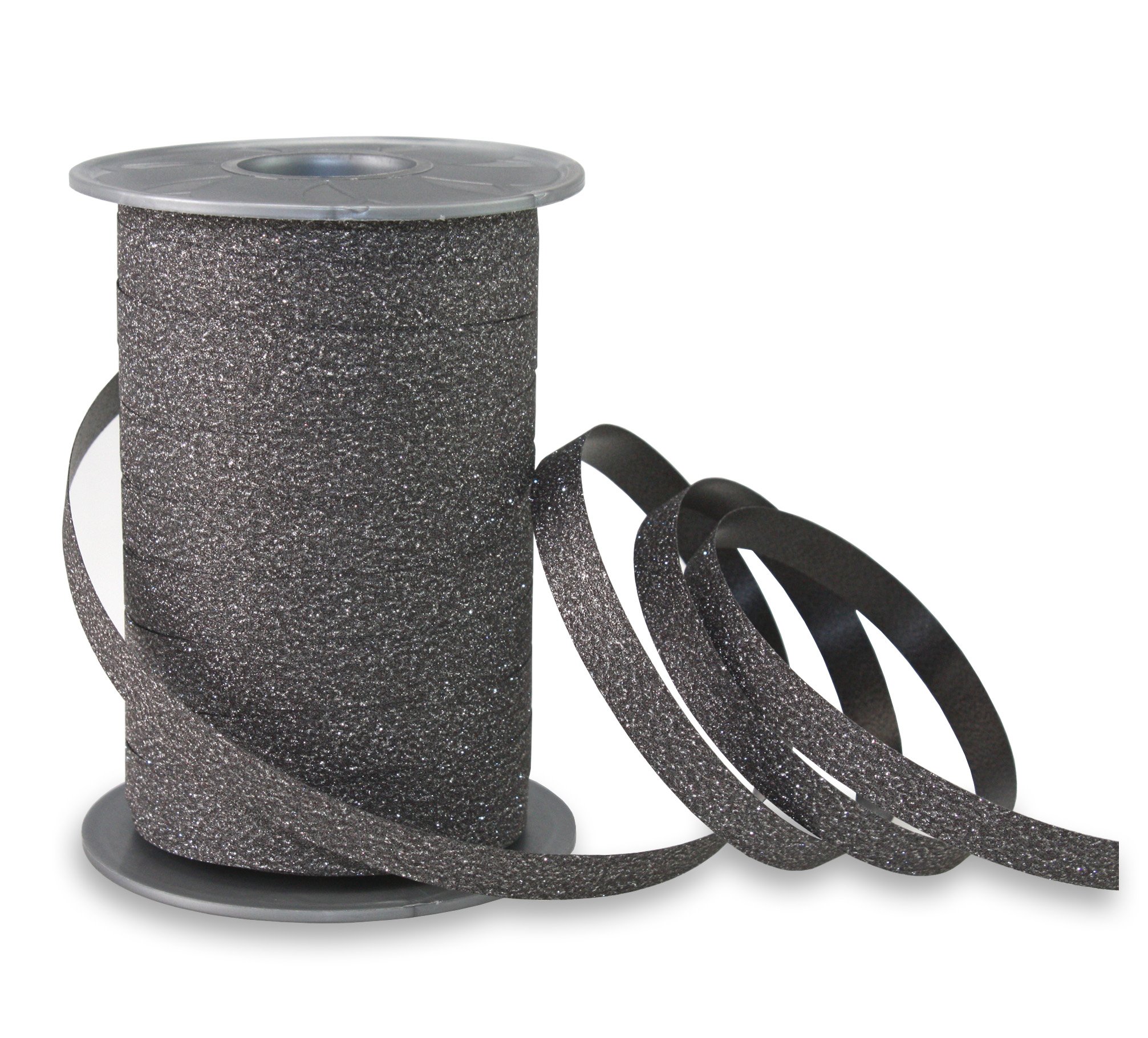 PRÄSENT - Poly Glitter Curling Ribbon Black 10 mm width, 100 m length — image 1