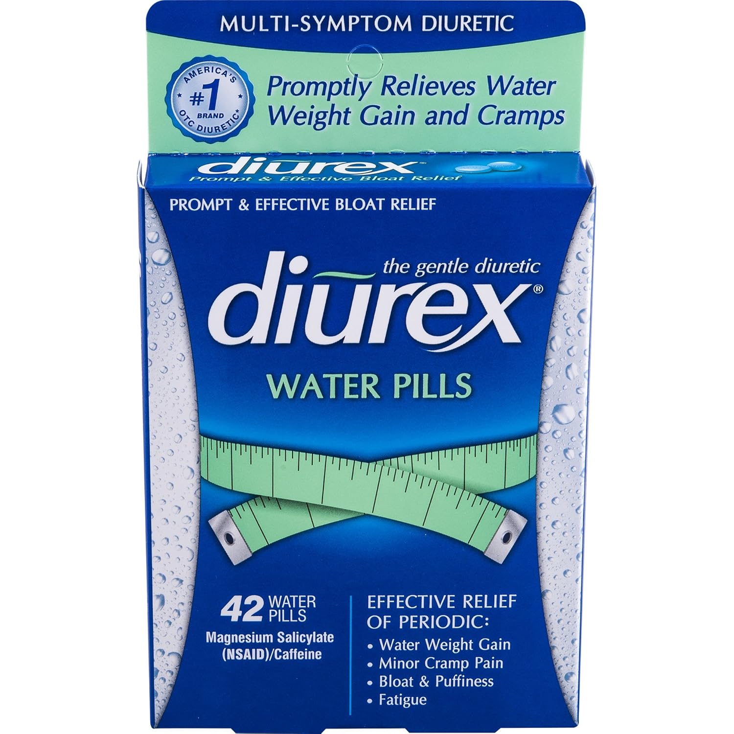 Diurex Water Pills Bloat Relief Original Formula Gentle Diuretic 42ct