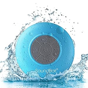 SoundBot SB510 HD Water Resistant Bluetooth 3.0 Shower Speaker, Handsfree Portable Speakerphone with Built-in Mic, 6hrs of playtime, Control Buttons and Dedicated Suction Cup (Blue)