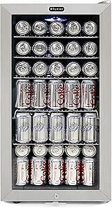 Whynter BR-128WS Beverage Refrigerator With Lock, 120 12oz Cans, Stainless Steel &amp; White
