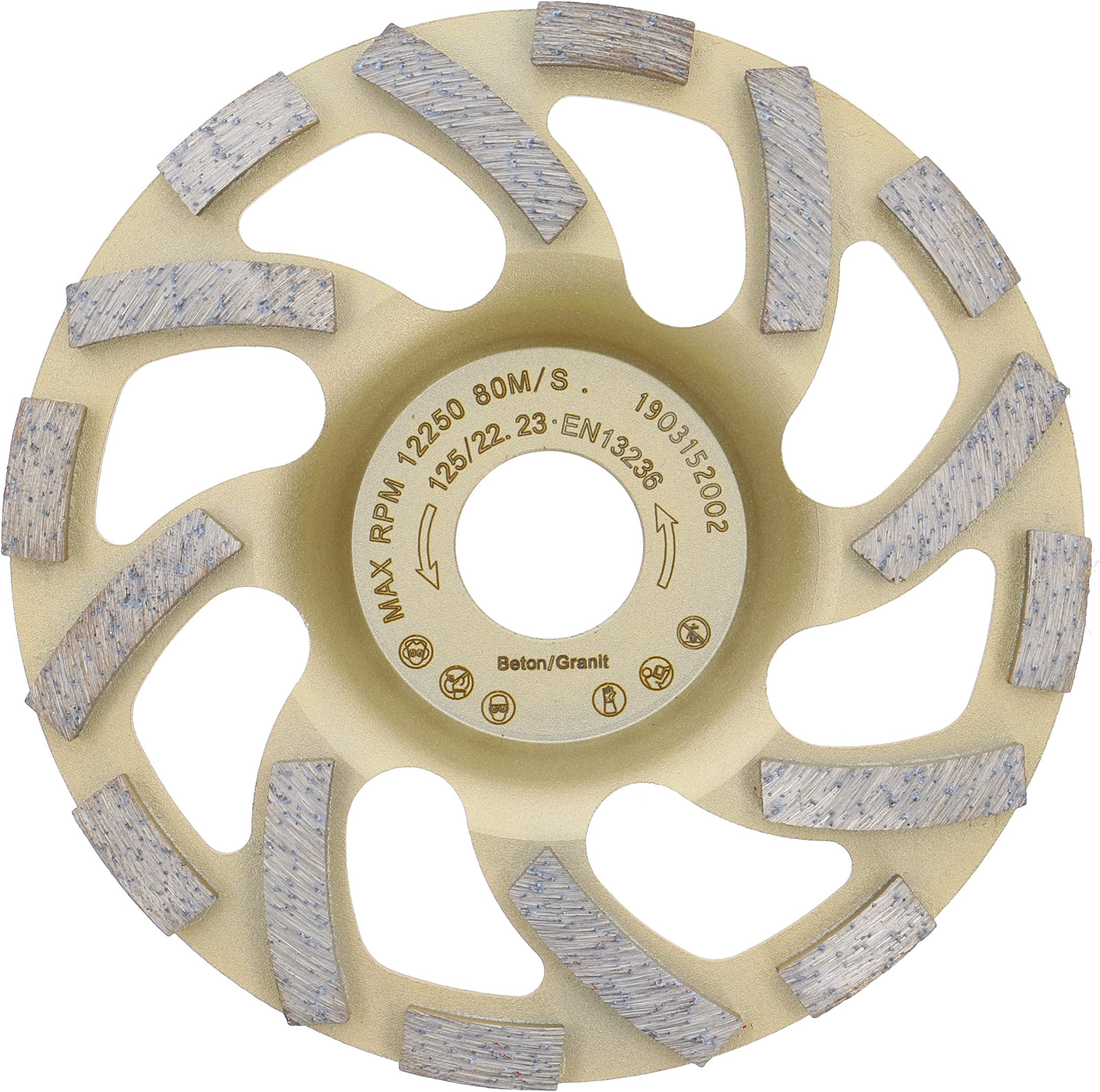 Professional Diamond Cup Wheel Turbo 125 mm 5 inch x 22.2 mm Diamond Grinding Wheel PDX82.918 Concrete Natural Stone