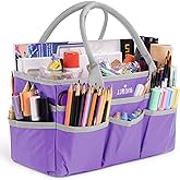 JJRING Craft and Art Tote - 600D Purple Nylon Fabric Art Sewing Organizer Bag with Pockets - for Craft, Scrapbooking, Medical, and Office Supplies Storage