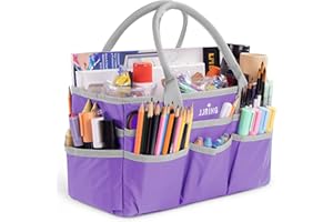 JJRING Craft and Art Tote - 600D Purple Nylon Fabric Art Sewing Organizer Bag with Pockets - for Craft, Scrapbooking, Medical, and Office Supplies Storage