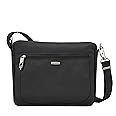 Travelon Anti-Theft-Class Small East/West Crossbody Bag, Black, 10.5 x 8 x 2.5