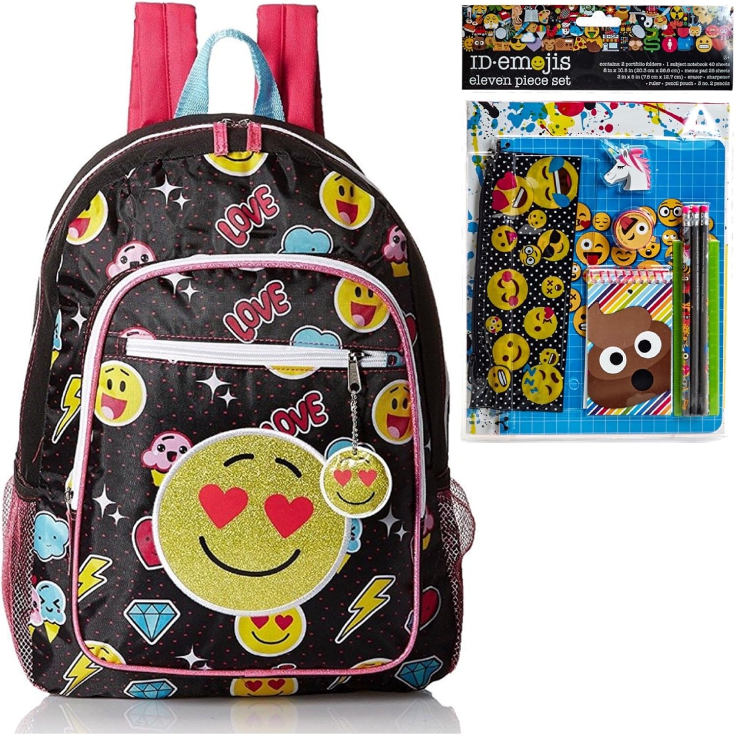Emoji 17" Backpack and 11 Piece School Set Kids Kids
