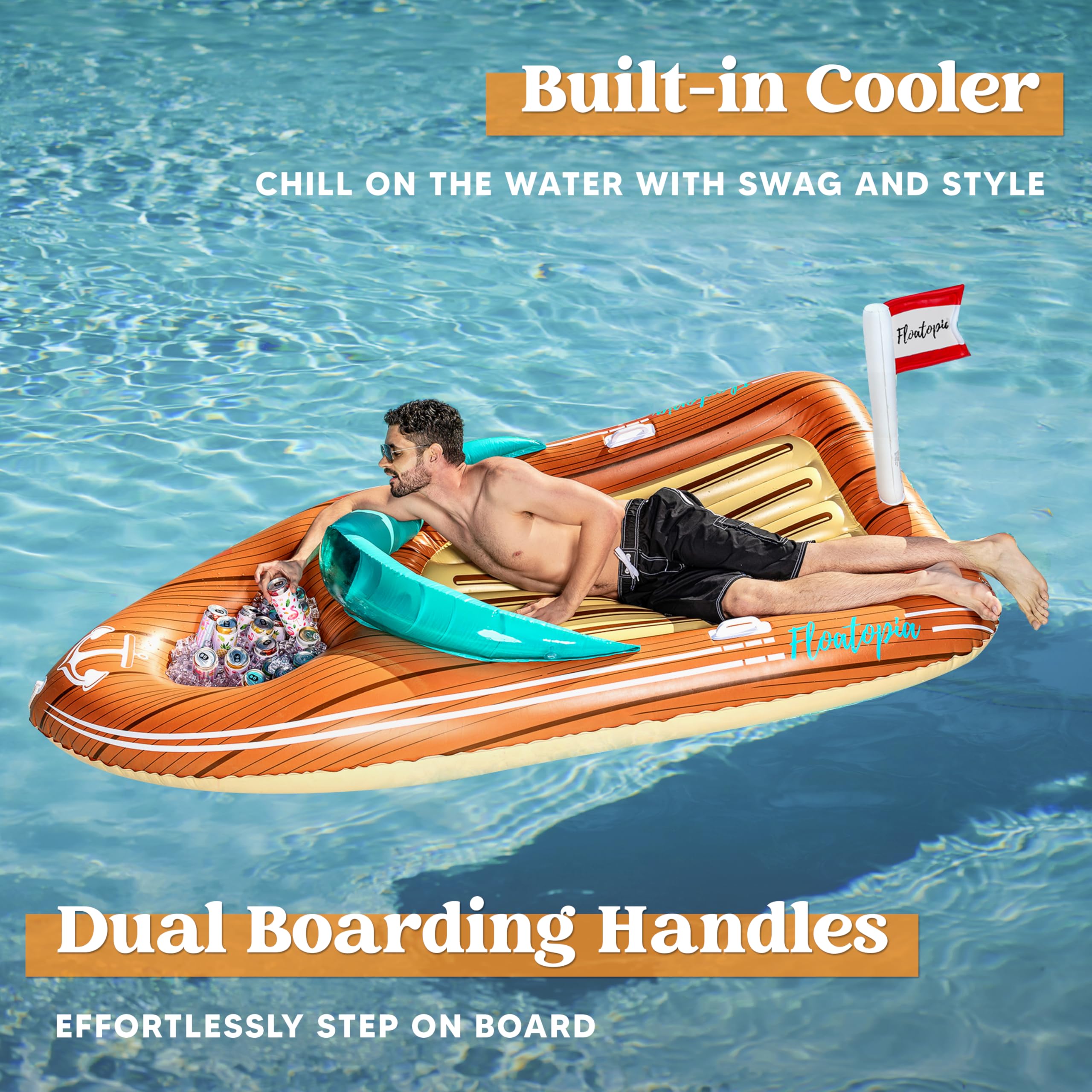 Mua JOYIN Giant Boat Pool Float with Cooler Inflatable Boat Funny Pool Floats Raft with