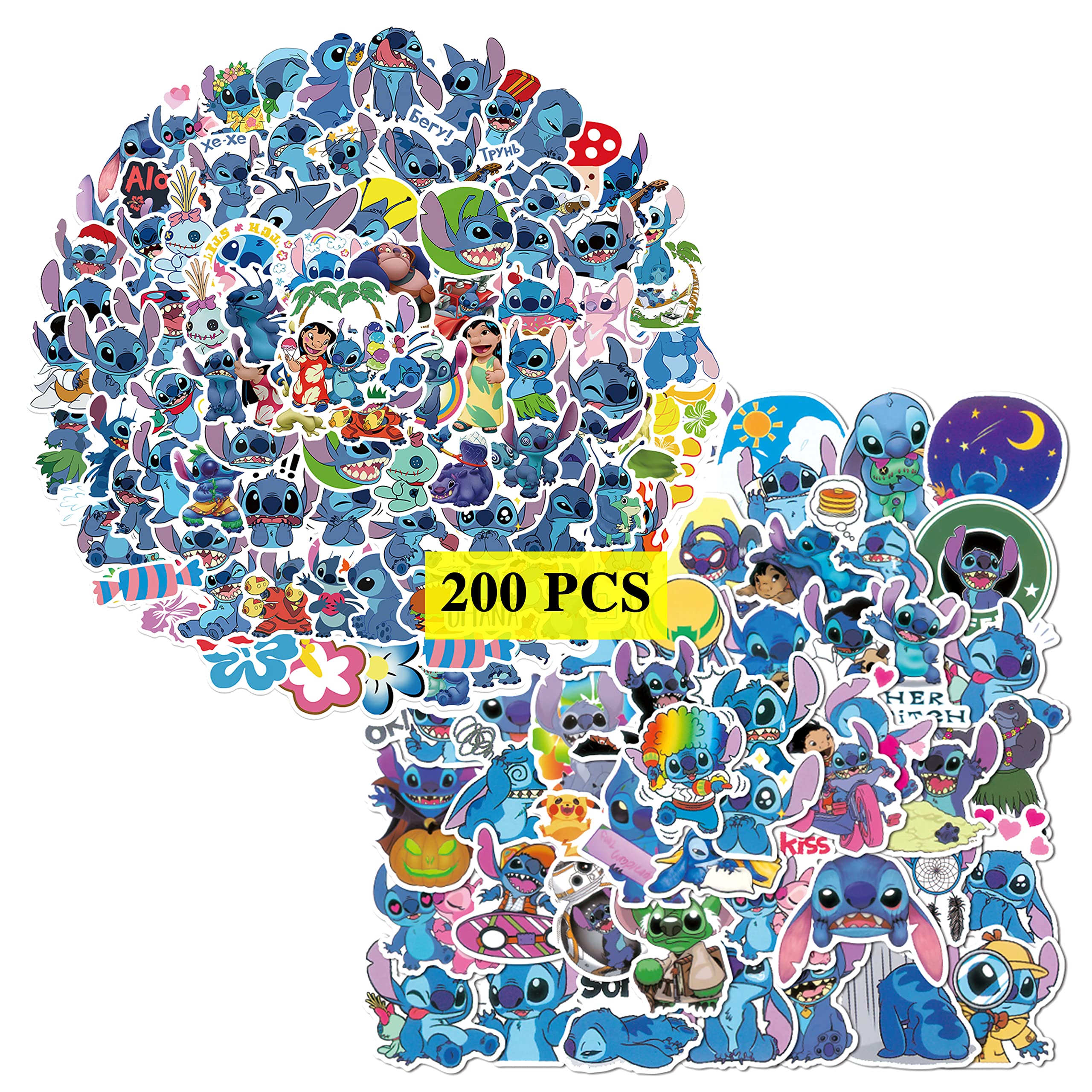 GTOTd Cute Cartoon Stickers (200 Pcs) Gifts Merch Blue Monster Party Supplies Vinyl Decor for Laptop Skateboard Guitar Luggage Water Bottle for Teens