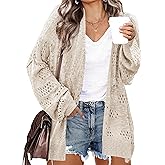 IN'VOLAND Womens Plus Size Crochet Cardigan Kimonos Boho Long Sleeve Oversized Summer Open Front Knitted Sweater
