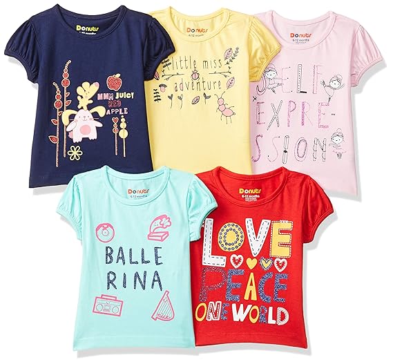 Baby-Girls Regular fit T-Shirt (Pack of 5)