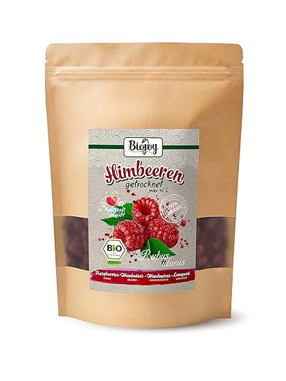 BIO-Himbeeren, getrocknet | Trockenbeeren in Rohkostqualität | Ganze BIO-Himbeeren, bis 40°C softgetrocknet gesüßt mit einem 