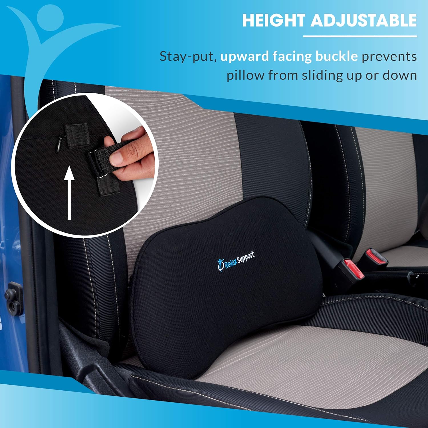 Car Seat Back Support Pillow RS13-S by Relax Support – Lumbar Cushion for Upper and Lower Back Pain Uses Special Patented Technology Has Unique Lateral Convex Orthopedic Shape for a Pain Free Back: Kitchen & Dining