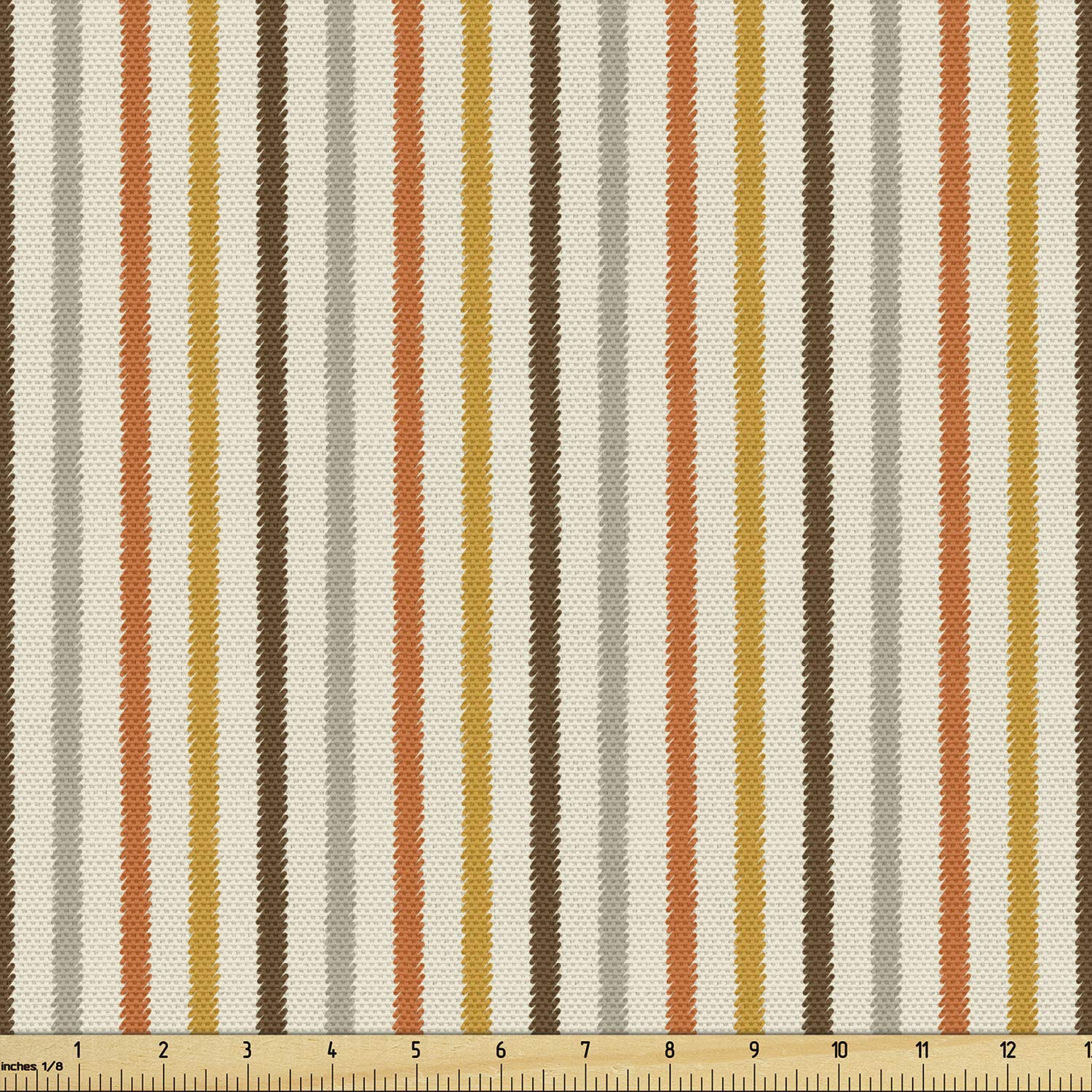 Ambesonne Vintage Fabric by The Yard, Retro Nostalgic 60s 70s Fashion Stripes Vertical Pattern Vinta