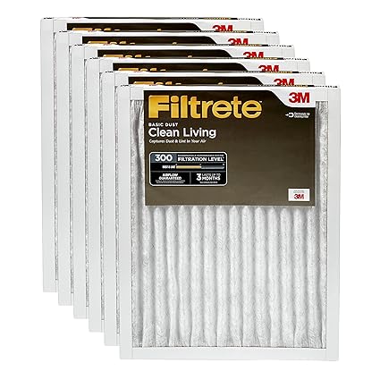 Filtrete Clean Living Basic Dust Filter, MPR 300, 20 x 20 x 1-Inches, 6-Pack