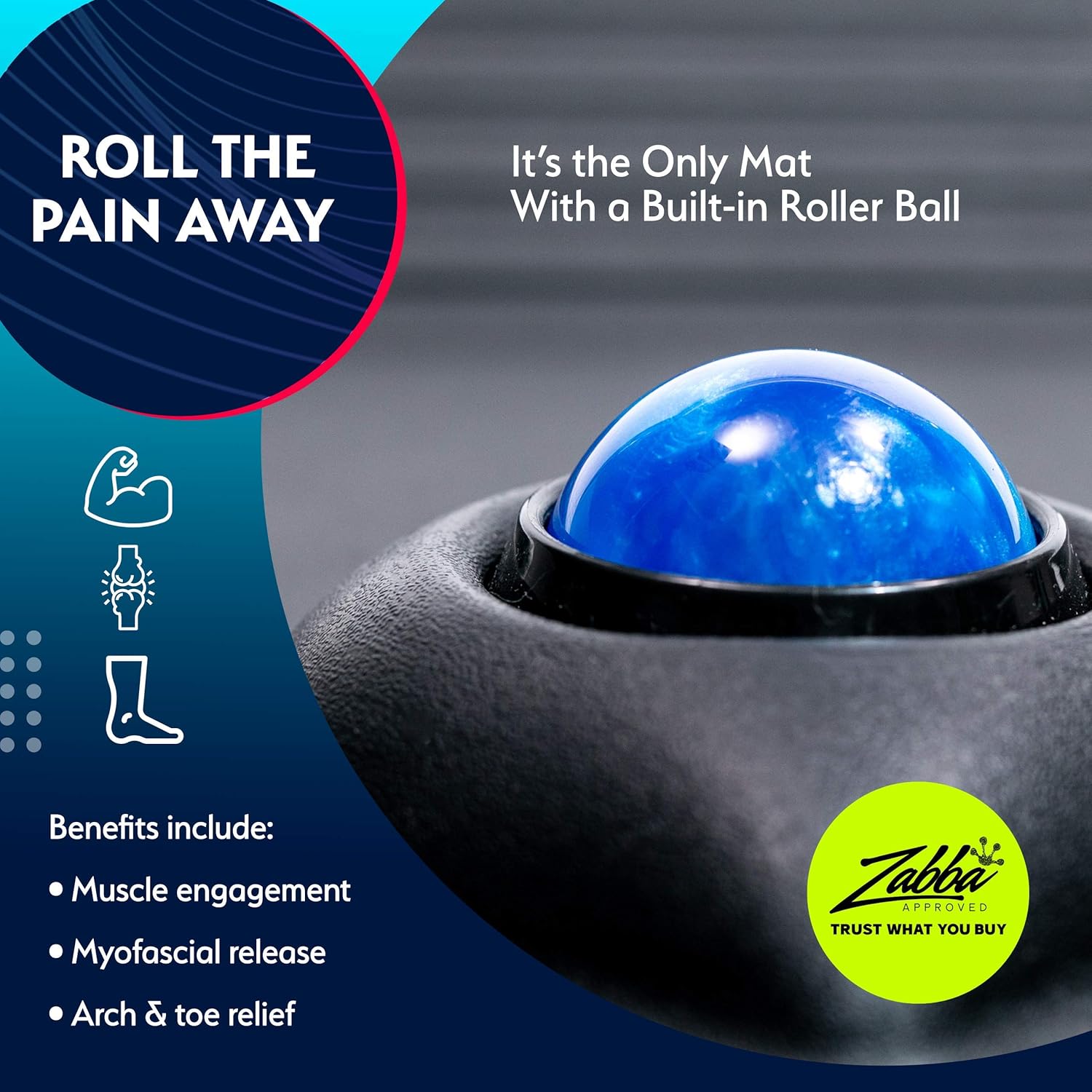 Sky Solutions Anti Fatigue Mat, Genius, Ergonomic Surface with Rolling Massage Ball and Trigger Pressure Points - Image 4