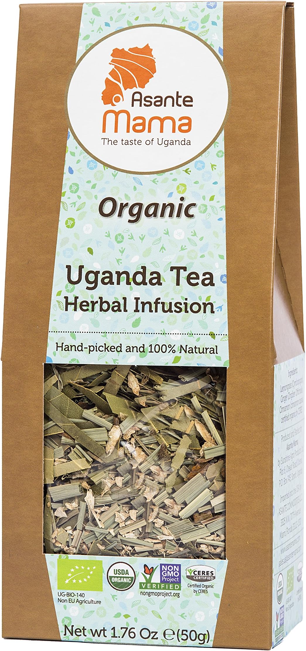 Asante Mama Premium Organic, Non-Gmo Herbal Infusion: Uganda Tea Herbal Infusion, A Smooth Blend Of Ginger, Lemongrass And Cinnamon