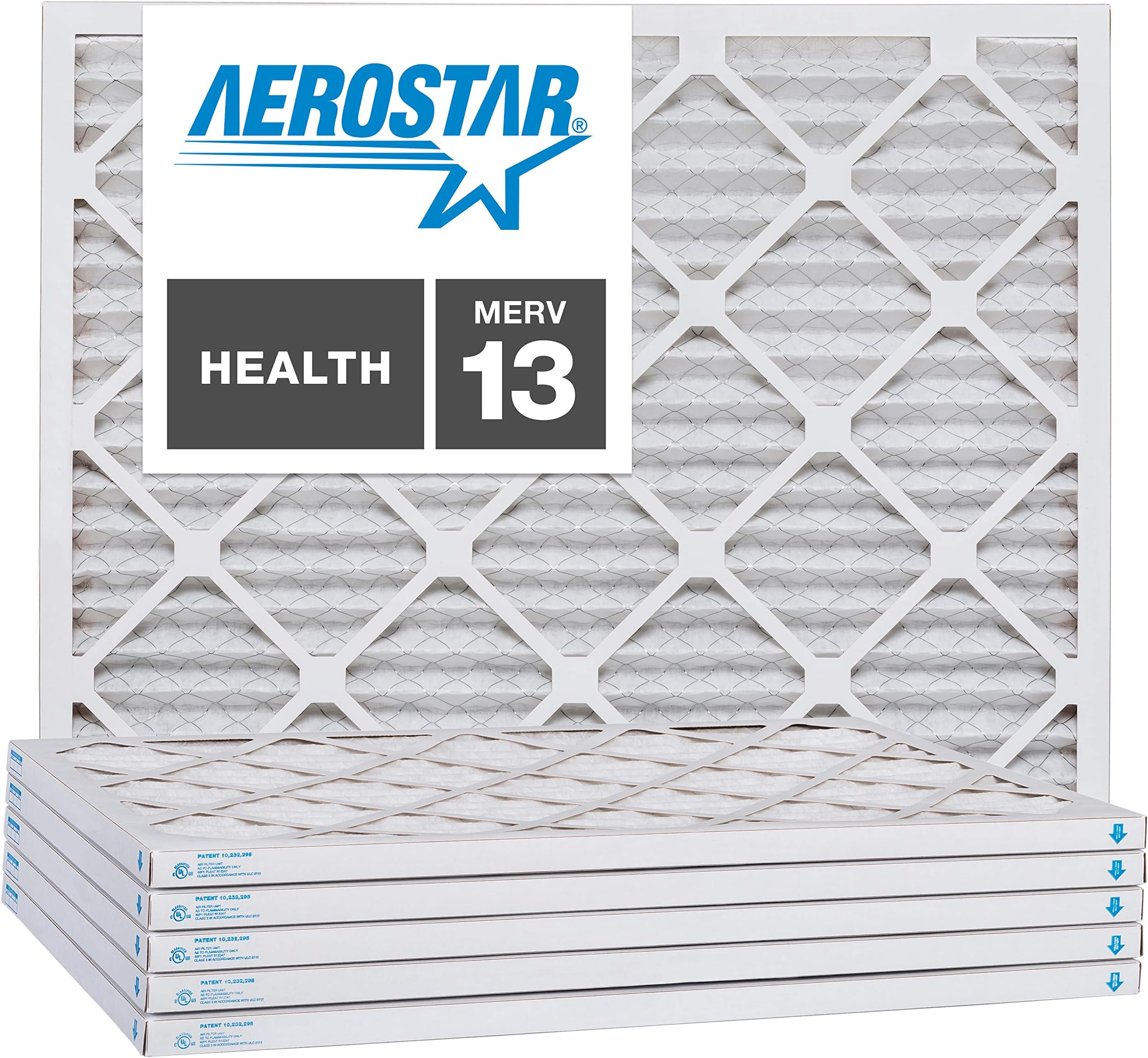 Aerostar 14x22x1 MERV 13, Pleated Air Filter, 14x22x1, Box of 6, Made in the USA