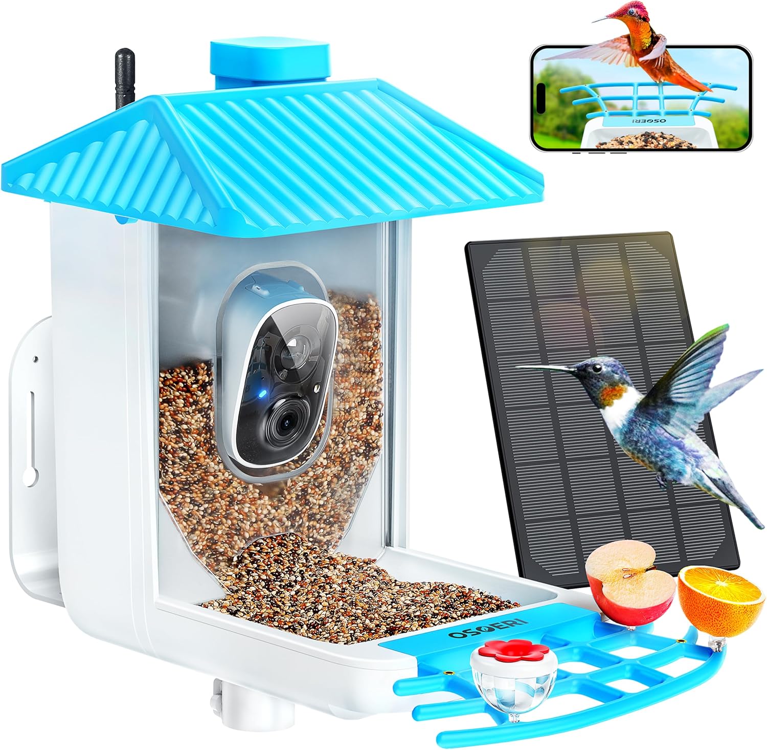 Backyard Birding & Wildlife - Osoeri Smart Bird Feeder with Camera, 1080P HD AI Identify Wild Bird Watching Camera, Auto Capture Bird Videos & Motion Detection, DIY Add-ons & Hummingbird Feeder, Bird Camera Gift for Bird Lover